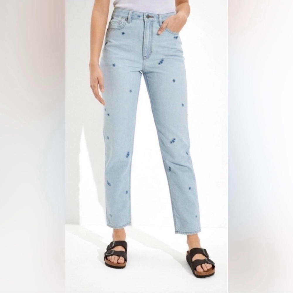 American Eagle Embroidered Highest Rise Mom Jeans size 2 Short